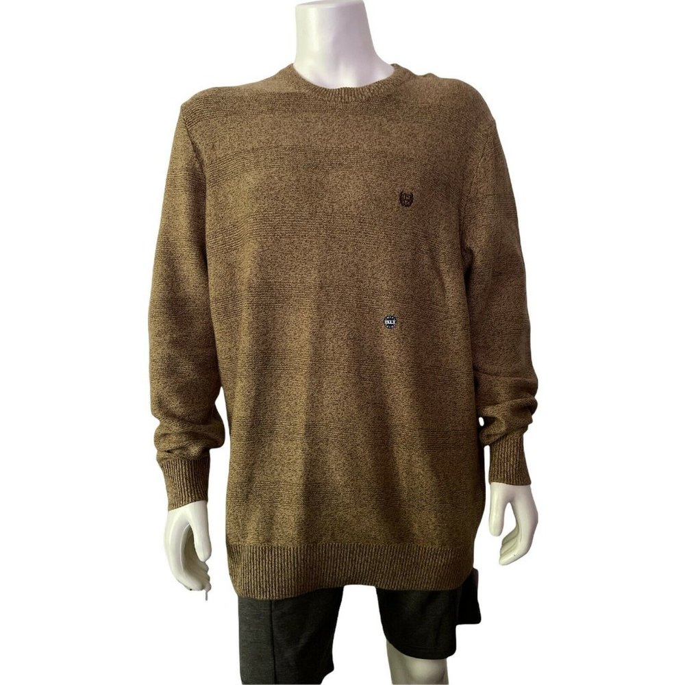 🔧Men’s Knit Sweater Big Tall Size 2X Chaps Crew Neck Long Sleeve Nat Heather